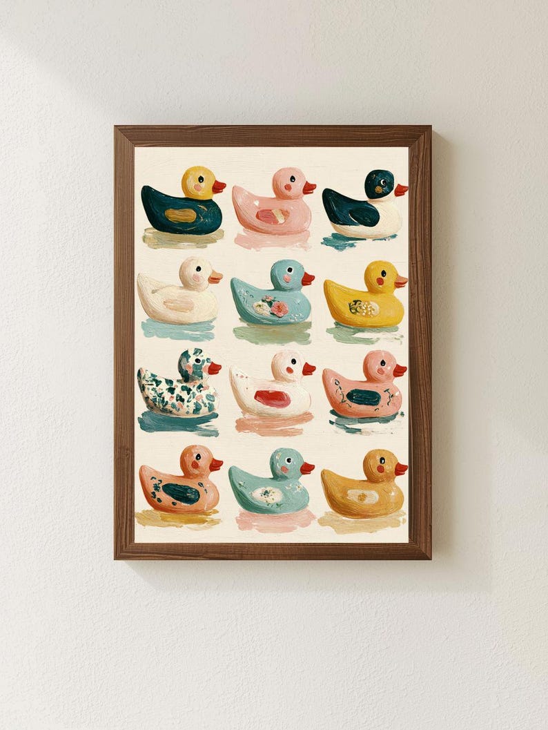 vintage-rubber-duck-oil-painting-print-whimsical-nursery-wall-art