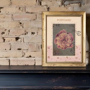 Vintage Stamp Print, Downloadable Art, Vintage Print, Mid Century Wall Art, Downloadable Prints, Floral Wall Art, Large Living Room Wall Art