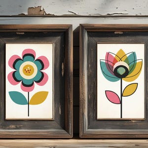 Floral Print Set, Downloadable Art, Wall Art Digital Download Set 2, Downloadable Prints, Digital Print Set of 2, Floral Prints Set of 2
