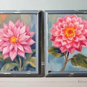 Dahlia Print Set, Downloadable Art, Wall Art Digital Download Set 2, Downloadable Prints, Digital Print Set of 2, Floral Prints Set of 2