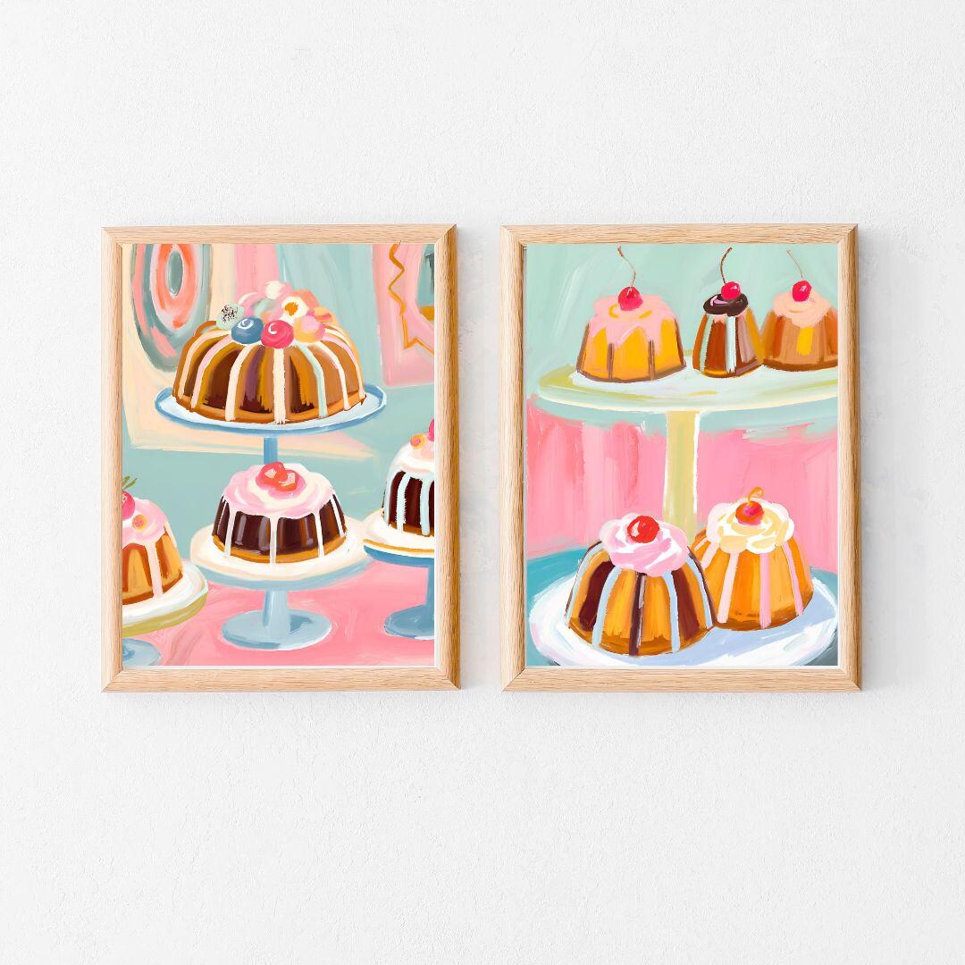 Cake Print Set, Downloadable Art, Wall Art Digital Download Set 2 ...