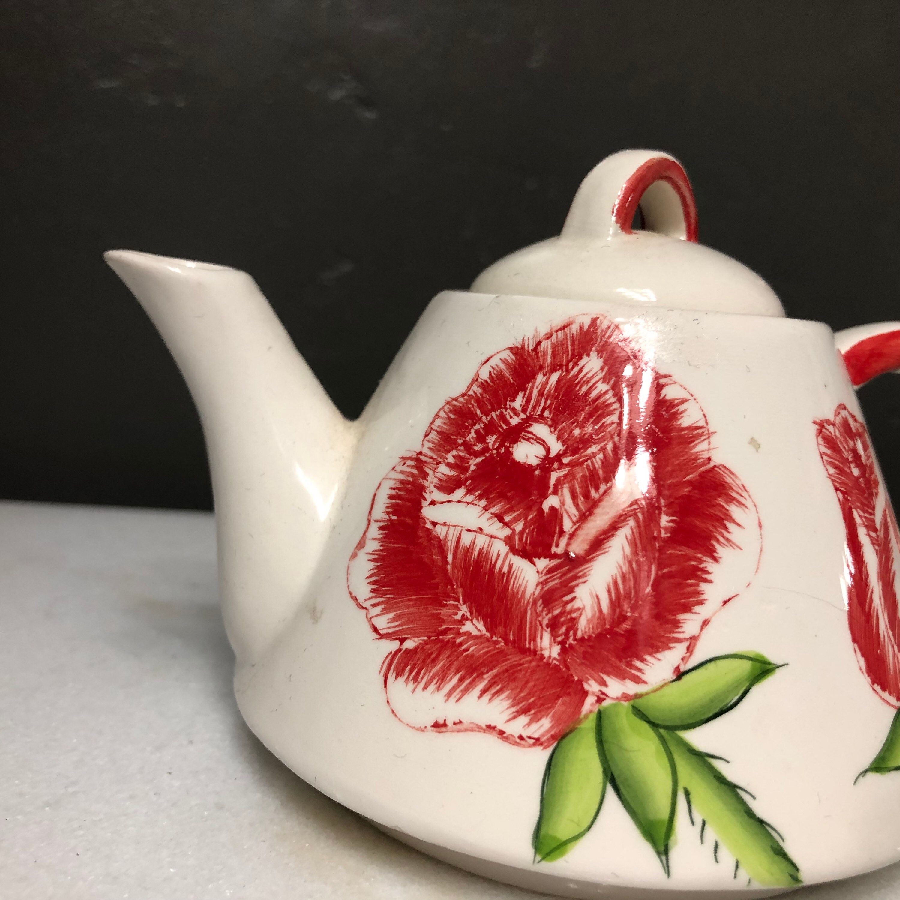 Vintage 1940s Mini Teapot Ceramic Decorative Rose Painted Etsy