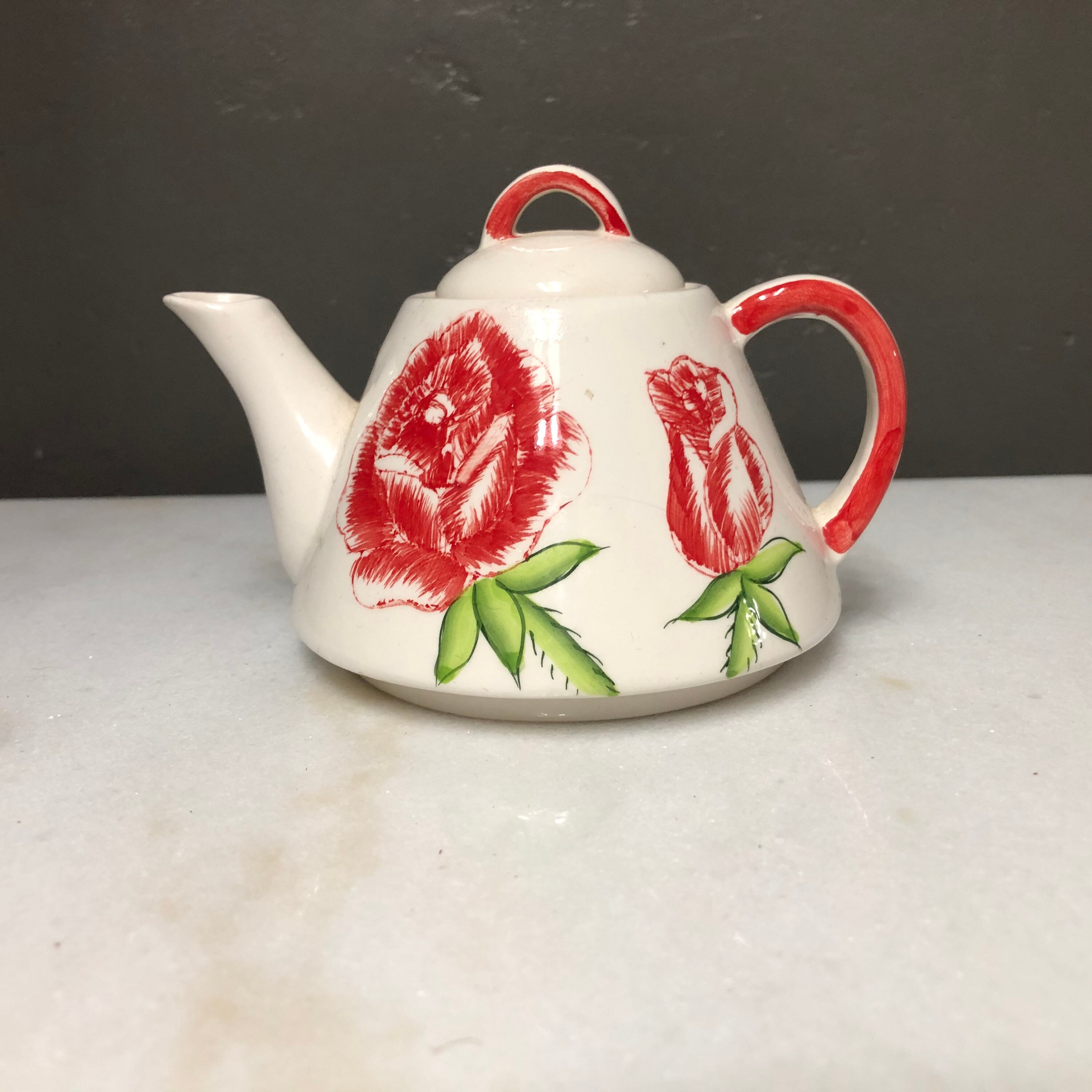 Vintage 1940s Mini Teapot Ceramic Decorative Rose Painted Etsy