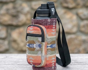 Pendleton Woll-Wasserflaschen-Schleife The Sedona 32oz Hydro-Flaschenhalter Crossbody-Hundegehentasche w / Telefontasche-isolierte Flaschenträger-Geschenk