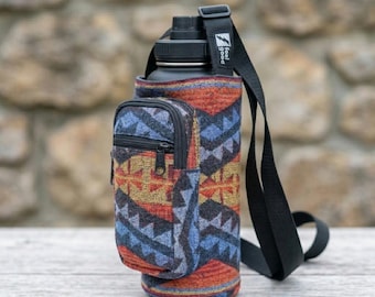 Pendleton Wool Water Bottle Sling - The Eclipse 32oz Hydro Flask Holder Crossbody Dog Walking Bag w/ Phone Pocket Insulated Bottle Carrier