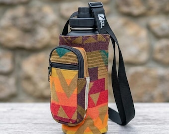 Pendleton Wool Water Bottle Sling - The Elements 32oz Hydro Flask Holder Crossbody Dog Walking Bag w/ Phone Pocket Insulated Bottle Carrier