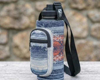Pendleton Wool Water Bottle Sling - The Atlas - Crossbody Dog Walking Bag with Phone Pocket - Fits 32oz 40oz Hydro Flask - Artisan Made