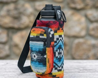 Pendleton Wool Water Bottle Sling - The Equinox 32oz Hydro Flask Holder Crossbody Dog Walking Bag w/ Phone Pocket Insulated Bottle Carrier