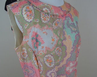 Vintage 1960's Floral Shift Dress / 60s Frances Brewster Dress M/L