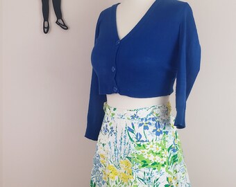 Vintage 1970's Floral Print Skirt / 80s Multicolor Skirt S
