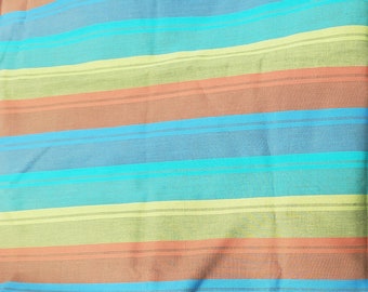 Vintage 1950's Stripe Fabric / 1960's Blue, Green, Brown Stripe Fabric