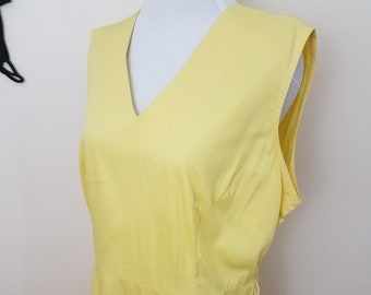 Vintage 1950's Plus Size Day Dress / 50s Yellow Volup  Wiggle Dress XL