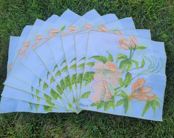 Vintage 70s Vera Newman Napkins / Vintage Fabric Floral Napkins set of 10