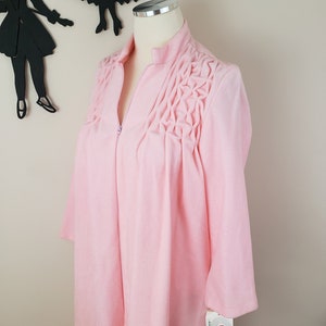 Vintage 1970's Wild Crest House Coat / 80s Pink Robe Nightgown S/M image 6