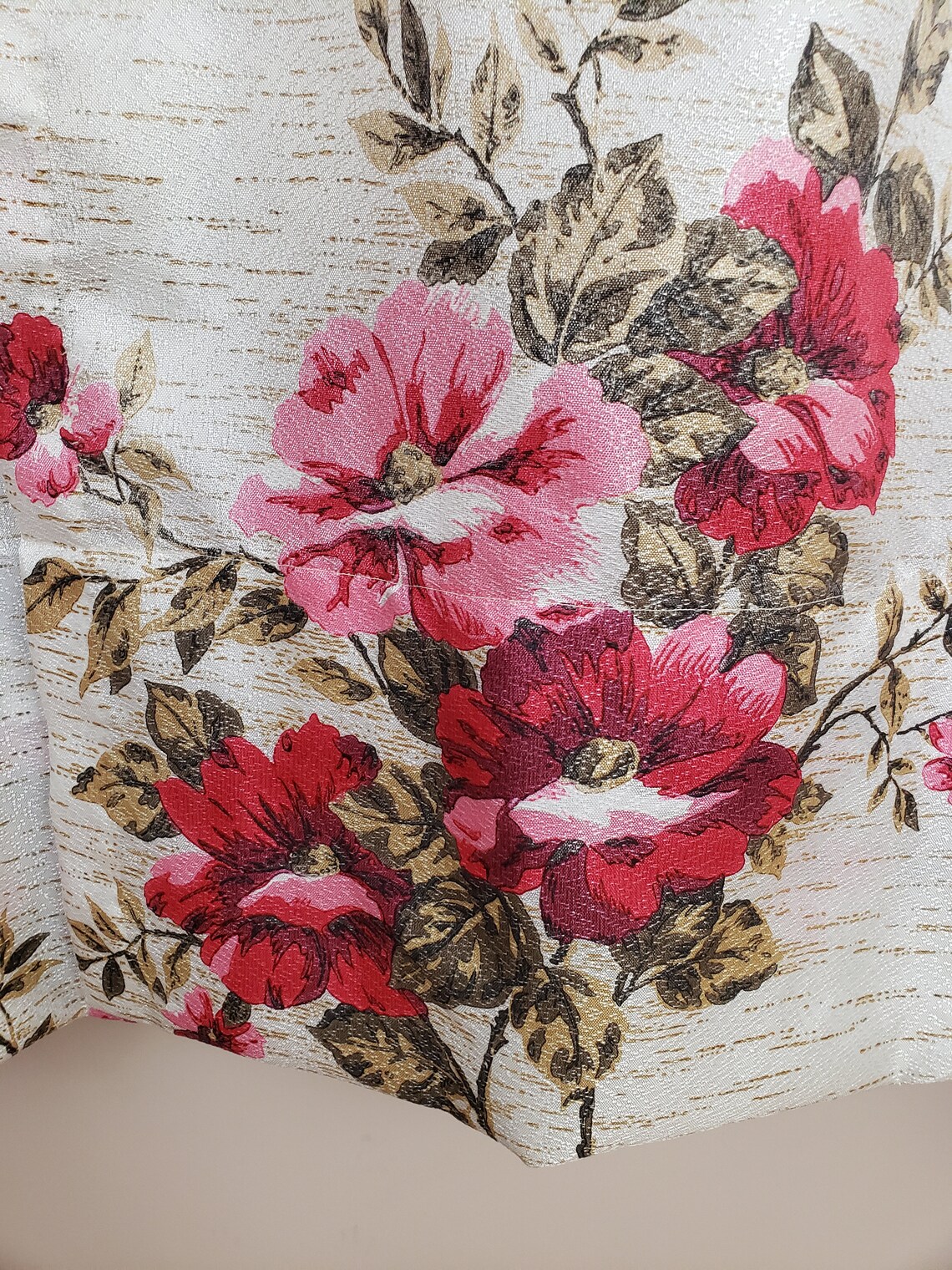 Vintage 1950's Pinch Pleat Curtains / 60s Red Pink Floral | Etsy