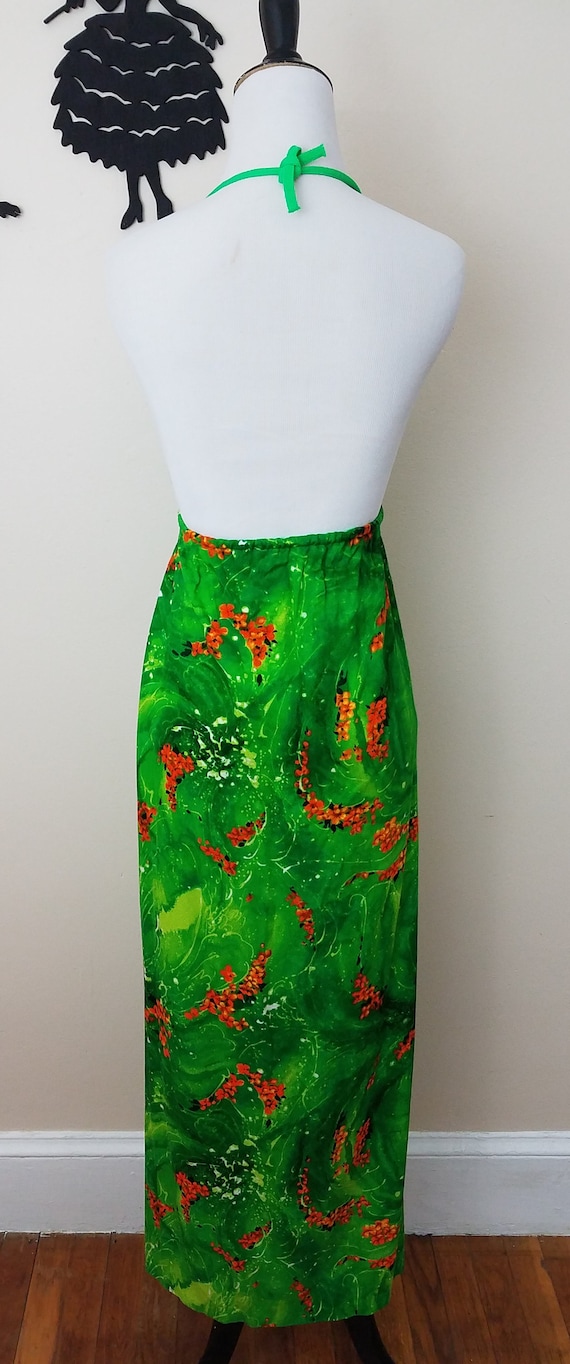 Vintage 1960's Maxi Dress / 60s Neon Green Backle… - image 4