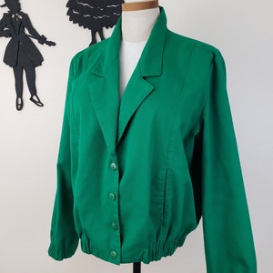 Vintage 1990's Green Coat / 80s Does 50s Bomber Jacket XL image 5