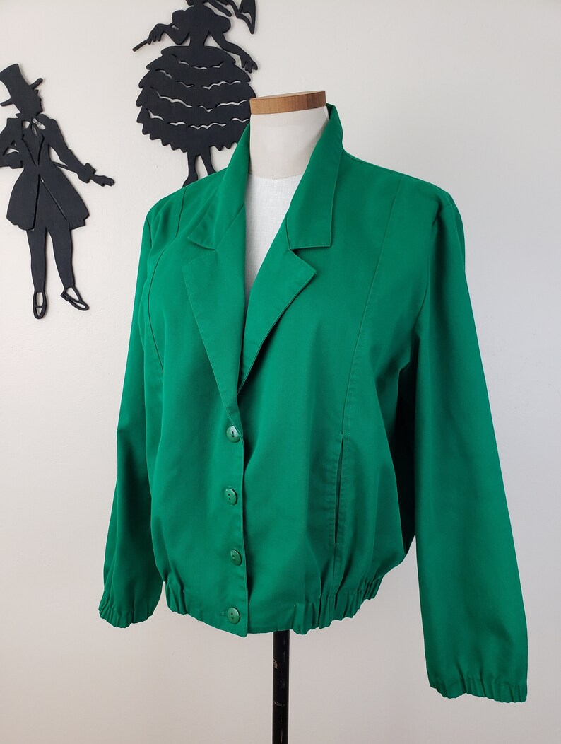Vintage 1990's Green Coat / 80s Does 50s Bomber Jacket XL image 5