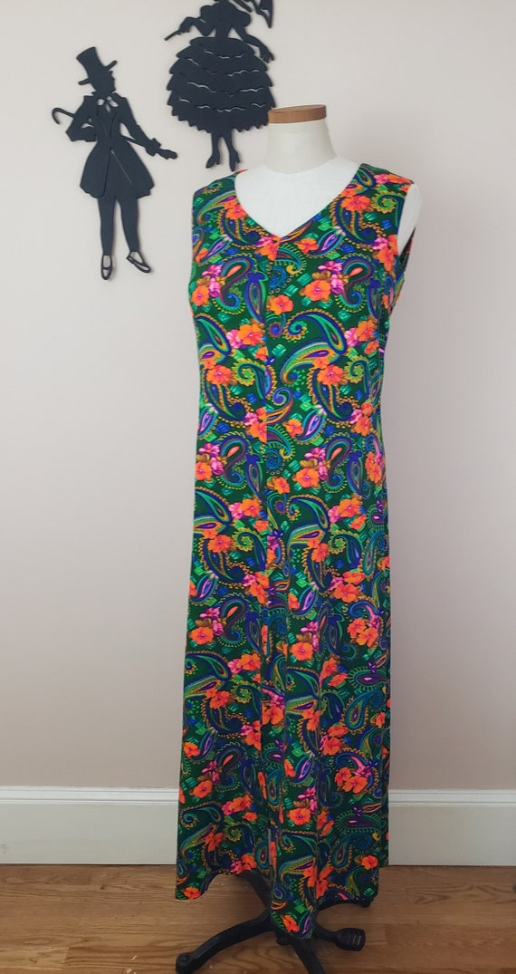 Vintage 1960's Rainbow Floral Dress / 70s Psyched… - image 6