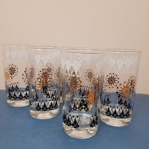 Vintage 1950's Glass Highball Glasses/ 60s Barware Cups Set of 6 image 4