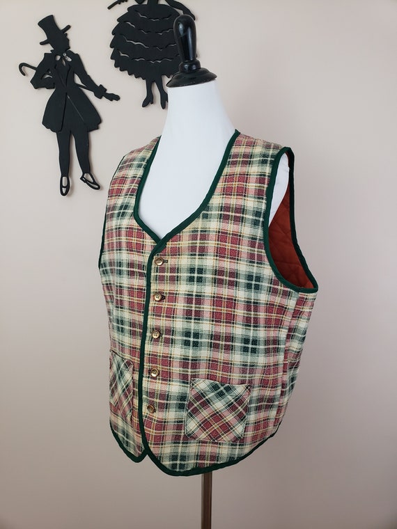 Vintage 1960's Plaid Vest / 70s Lightweight Sears… - image 2