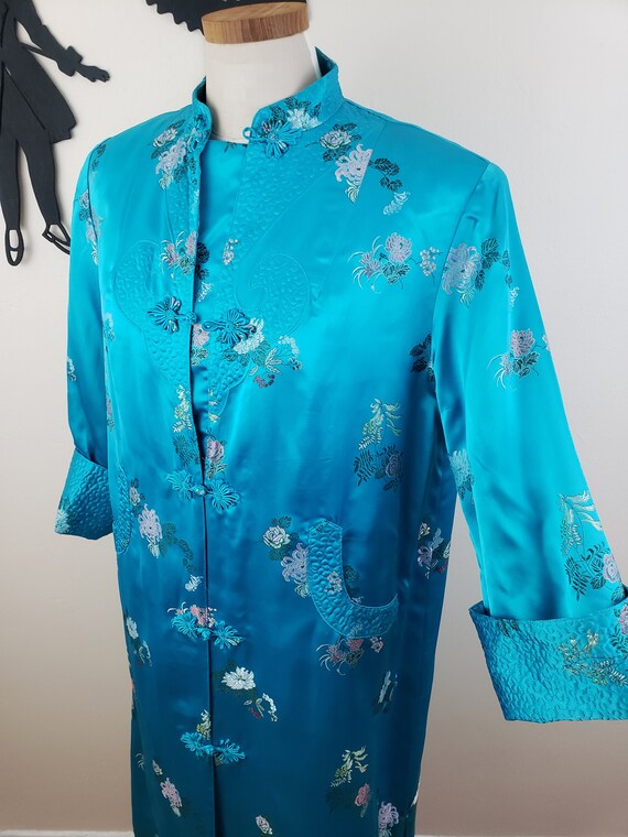 Vintage 1960's Blue Floral Jacket / 60s Rayon Qui… - image 6