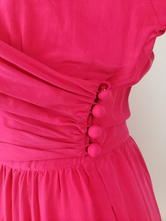 Vintage 1980's Hot Pink Cocktail Dress / 80s Mage… - image 3