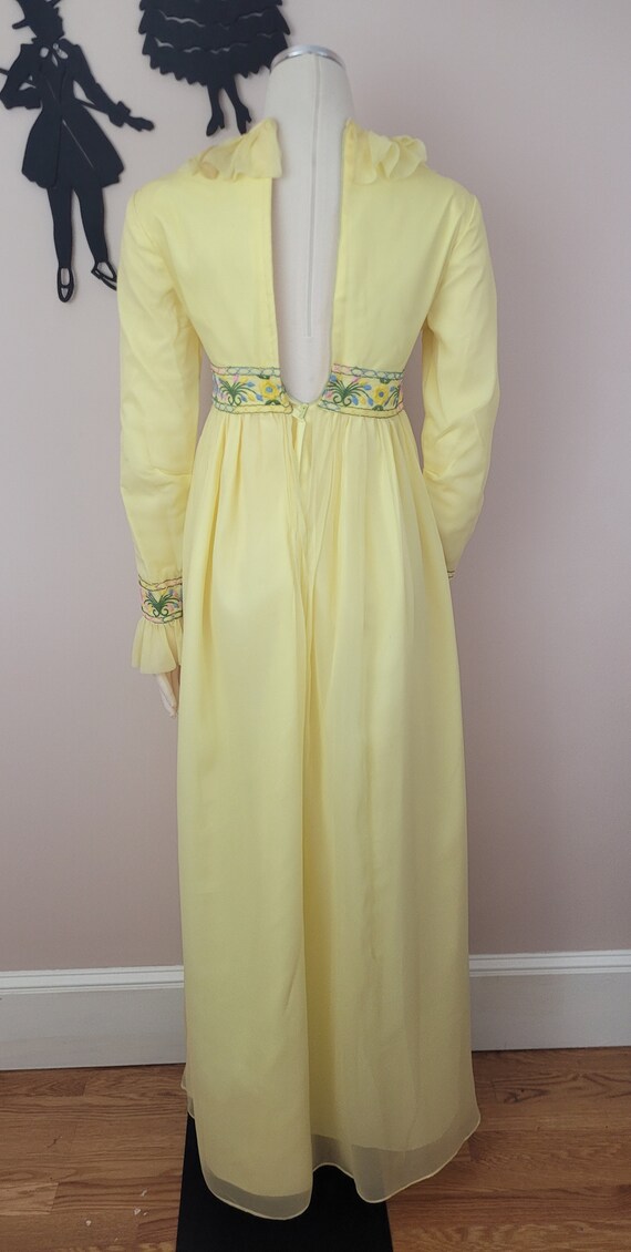 Vintage 1960's Yellow Embroidered Maxi Dress / 70… - image 8