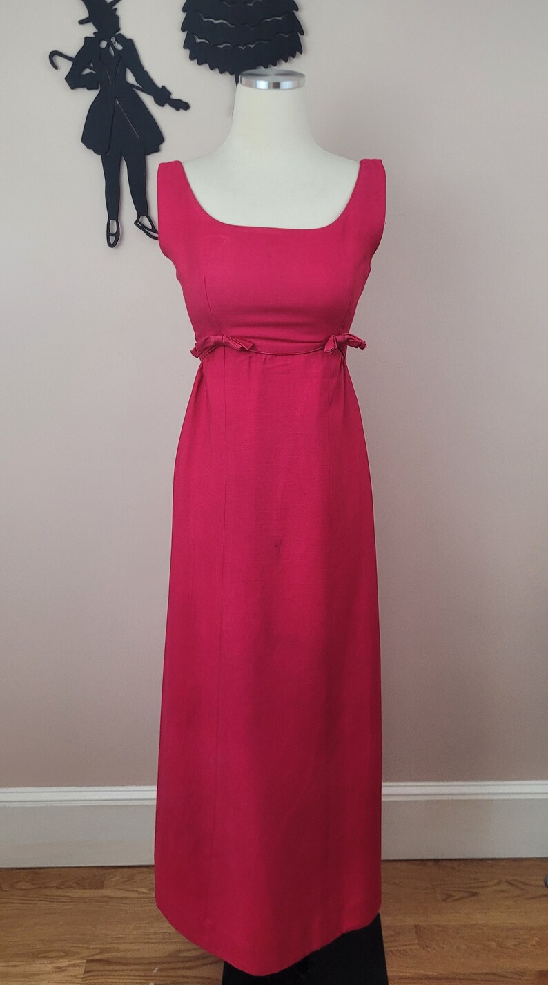 Vintage 1960's Magenta Maxi Dress / 60s Emma Domb Dress S image 3