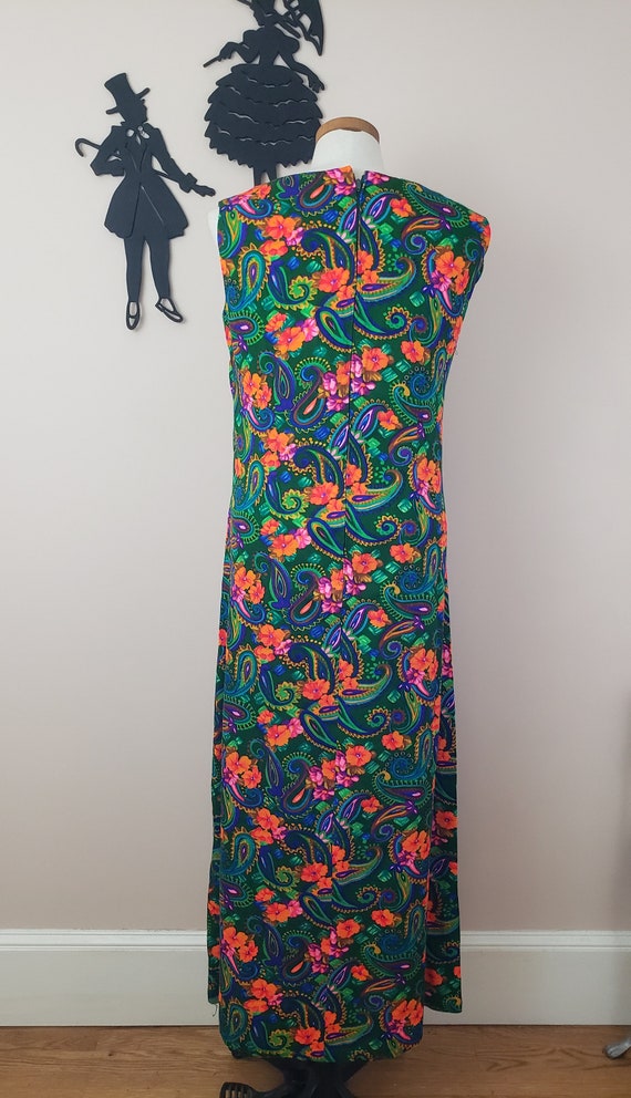 Vintage 1960's Rainbow Floral Dress / 70s Psyched… - image 8
