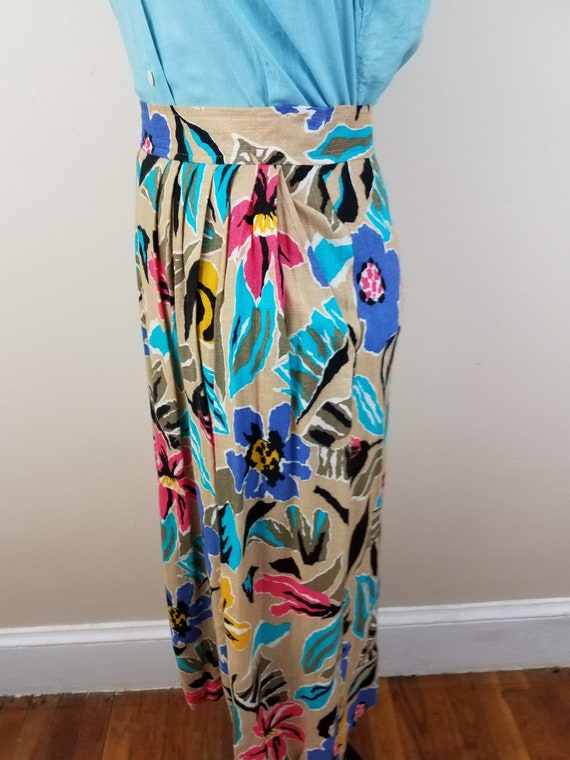 Vintage 1980's Tropical Skirt / 80s Floral Skirt S - image 6