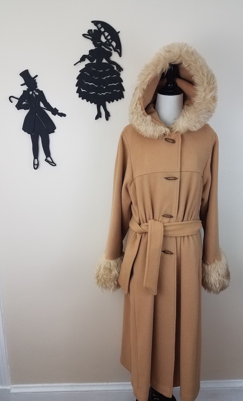 Abrigo de piel sintética vintage de 1970 / Chaqueta con capucha de los años 70 M imagen 1