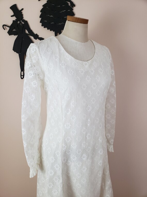 Vintage 1970's Cream Lace Dress / 70s White Weddi… - image 7