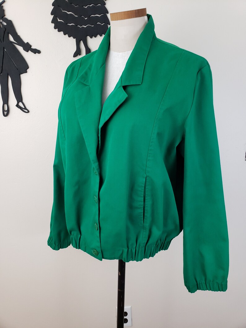 Vintage 1990's Green Coat / 80s Does 50s Bomber Jacket XL image 3
