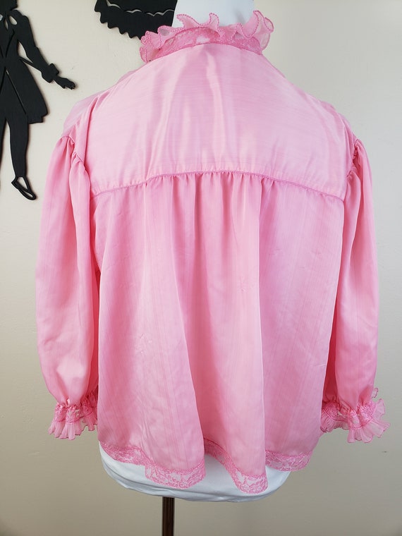 Vintage 1960's Pink Peignoir Bed Jacket / 60s Lac… - image 6