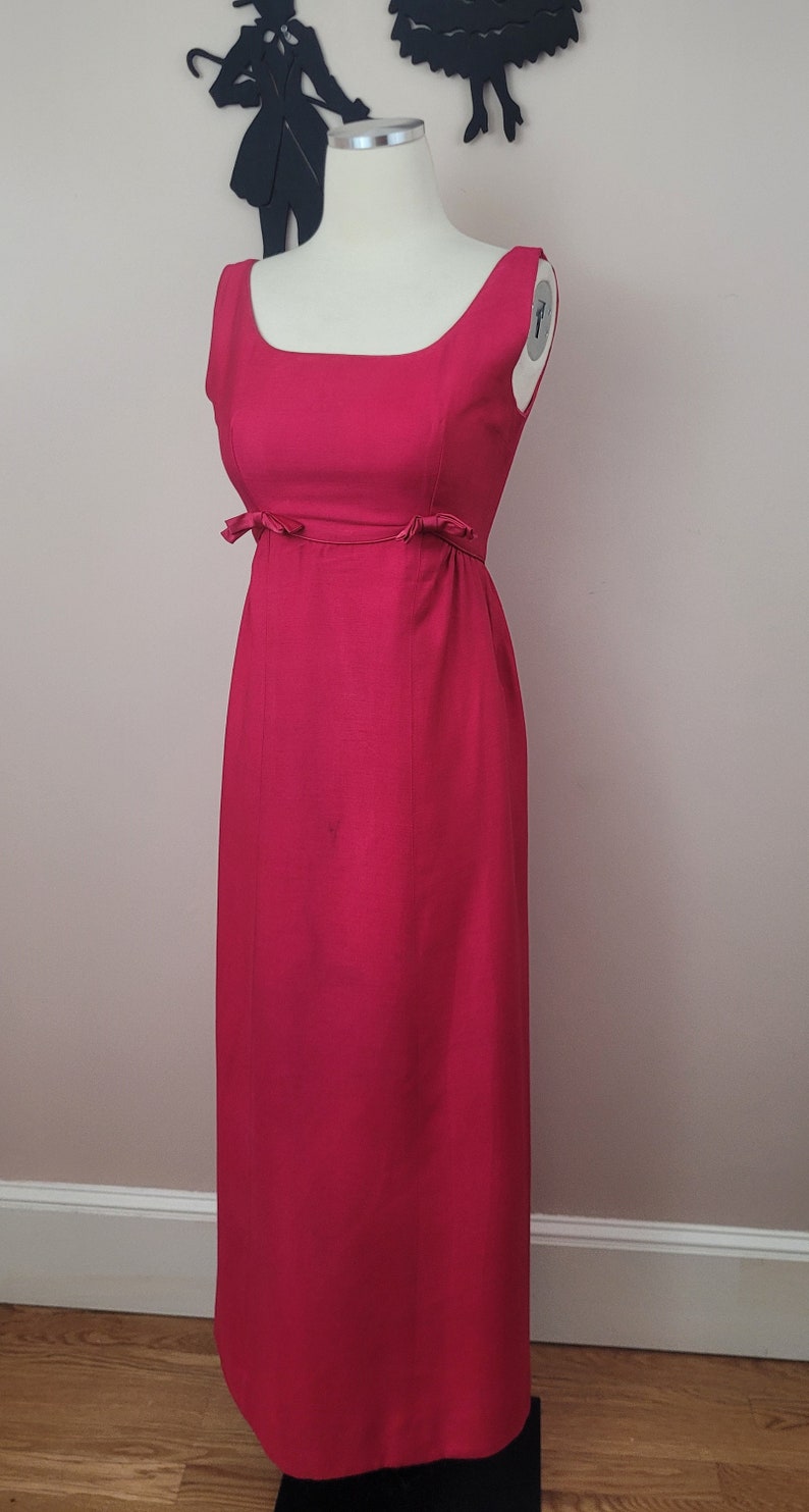 Vintage 1960's Magenta Maxi Dress / 60s Emma Domb Dress S image 6