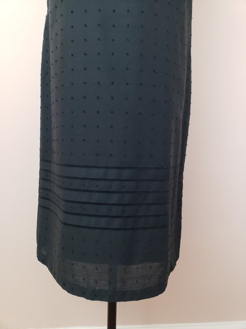 Vintage 1960's Black Dress / 60s Sheath Cotton Dress XL image 3