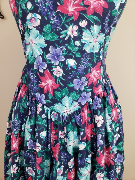 Vintage 1980's Racerback Dress / 90s Floral Day D… - image 5