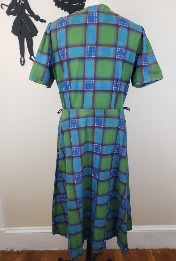 Vintage 1940's Plaid Dress / 50s Plus Size Day Dr… - image 6