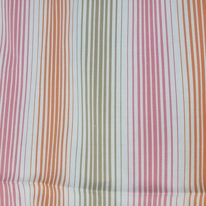 Vintage 1950&#39;s Stripe Fabric / 1960&#39;s Pink, Orange, White Stripe Fabric