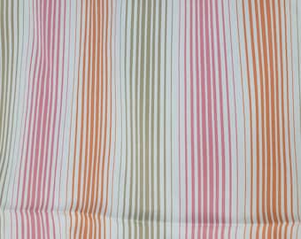 Vintage 1950's Stripe Fabric / 1960's Pink, Orange, White Stripe Fabric
