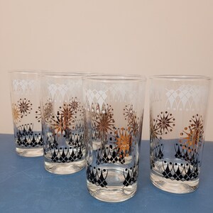 Vintage 1950's Glass Highball Glasses/ 60s Barware Cups Set of 6 image 2