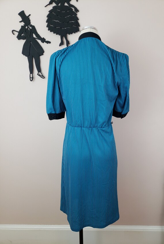 Vintage 1970's Striped Dress / 80s Poly Day Dress… - image 2