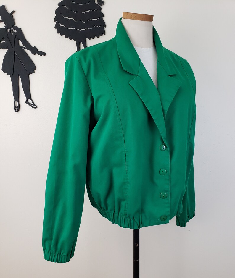 Vintage 1990's Green Coat / 80s Does 50s Bomber Jacket XL image 2