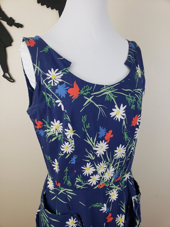 Vintage 1950's Floral Dress / 60s Cotton Day Dress