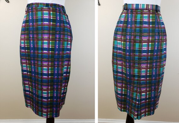 Vintage 1950's Plaid Jacket and Skirt set / 60s S… - image 7