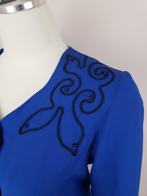 Vintage 1980's Blue Day Dress / 80s Rayon Secreta… - image 5