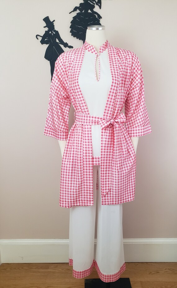 Vintage 1960's Pink Gingham 3 Piece Set / 60s Paj… - image 7