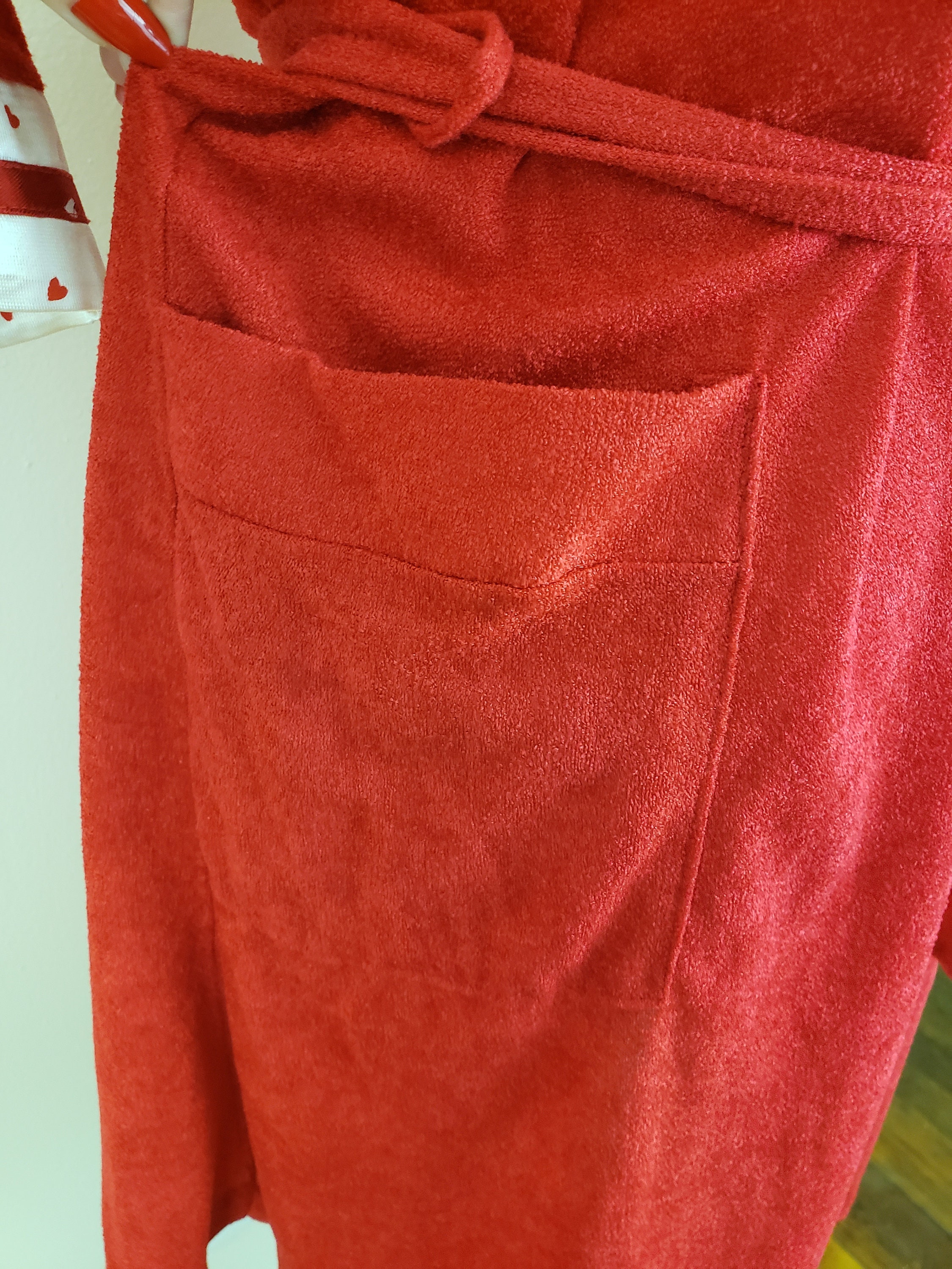 Vintage 1960's Red Robe / 70s Terry Cloth Lounge Wear S | Etsy