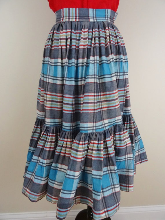 Vintage 1950's Striped Skirt/ 50s Plaid Skirt XS - image 2